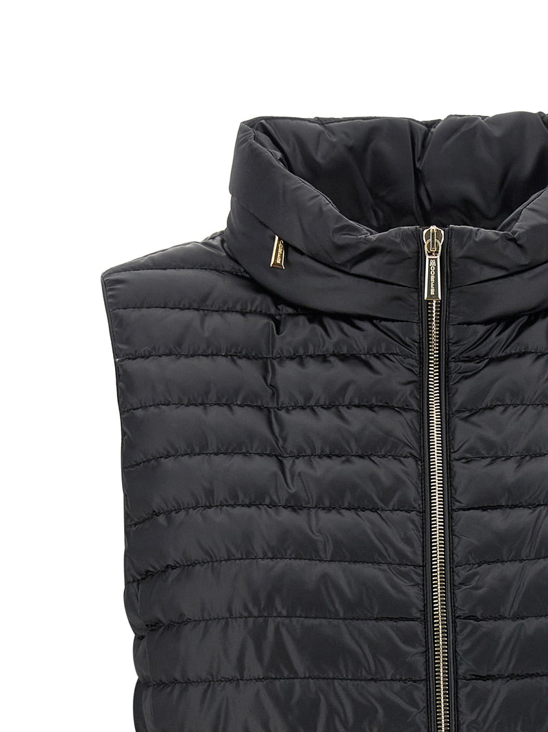 MooRER Villan Black Polyester Sleeveless Jacket for Women