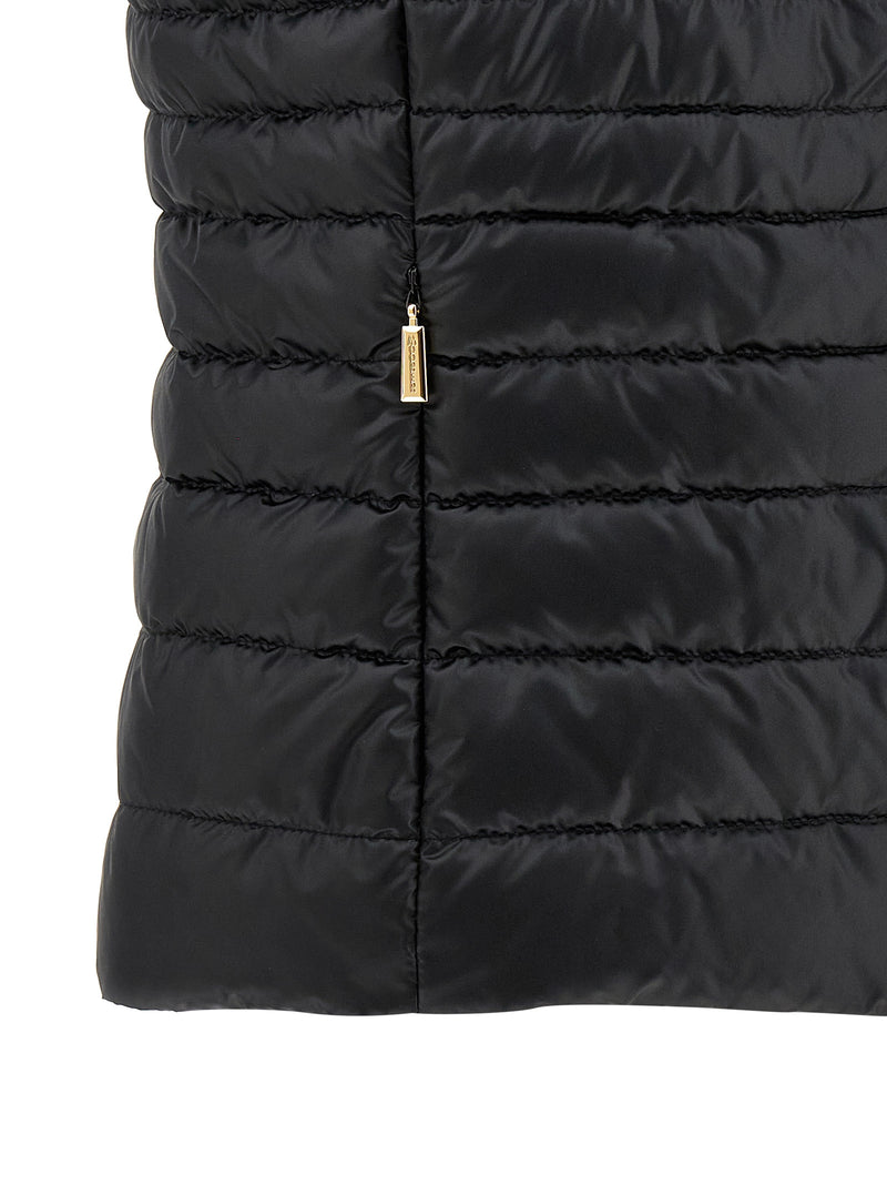 MooRER Villan Black Polyester Sleeveless Jacket for Women