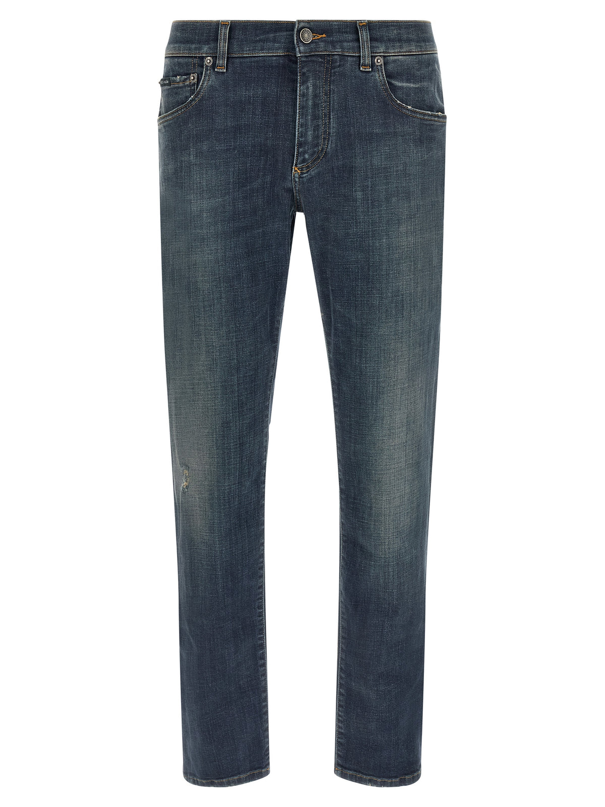 Dolce & Gabbana Blue Cotton Straight-Leg Jeans for Men