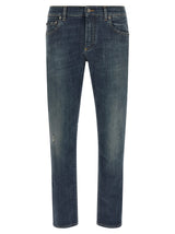 Dolce & Gabbana Blue Cotton Straight-Leg Jeans for Men