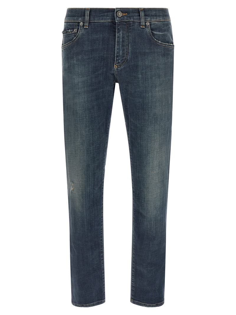 Dolce & Gabbana Blue Cotton Straight-Leg Jeans for Men