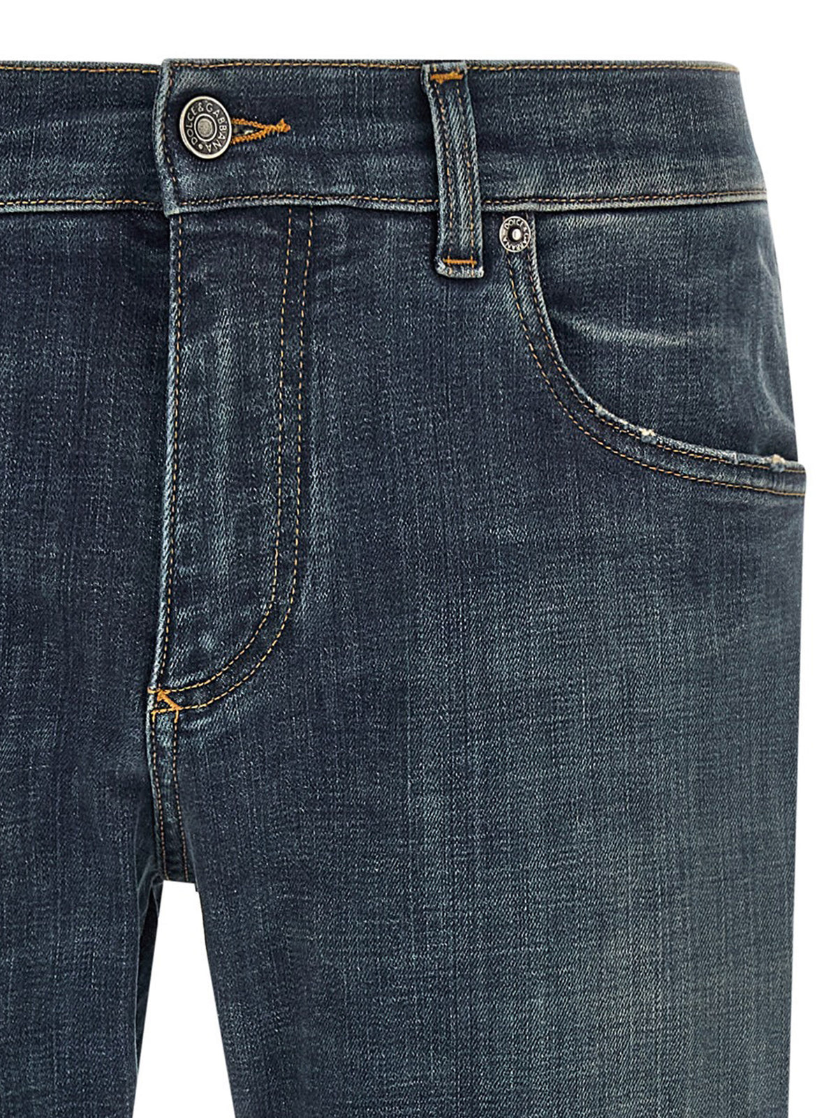 Dolce & Gabbana Blue Cotton Straight-Leg Jeans for Men