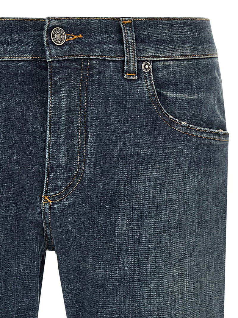 Dolce & Gabbana Blue Cotton Straight-Leg Jeans for Men