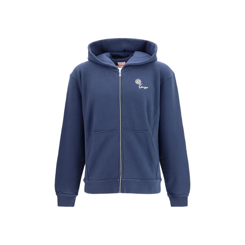 Kenzo Tulip Zip Hoodie - Blue Cotton Sweatshirt