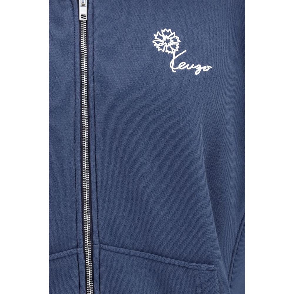 Kenzo Tulip Zip Hoodie - Blue Cotton Sweatshirt