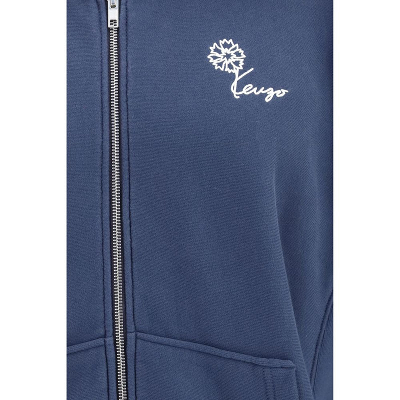 Kenzo Tulip Zip Hoodie - Blue Cotton Sweatshirt