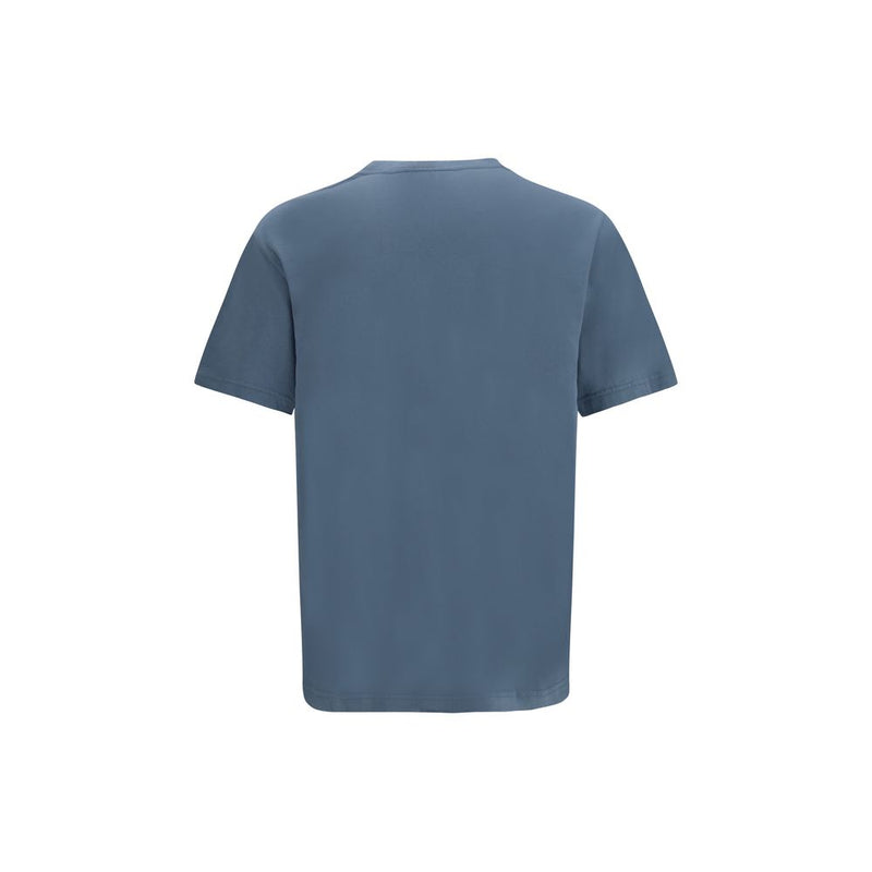 Kenzo Blue Cotton T-Shirt - Signature Embroidered Design