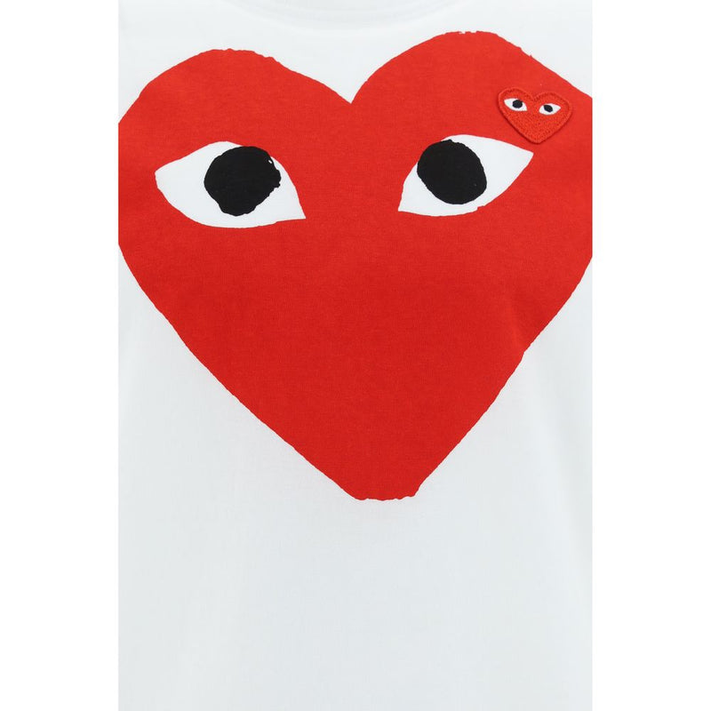T-Shirt en Coton Blanc Comme Des Garçons Play