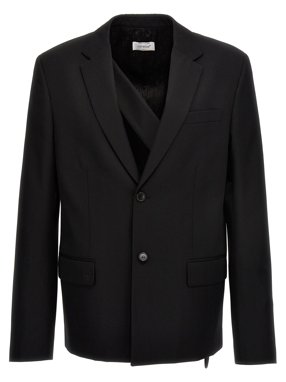 Off-White Black Wool Blazer - OW Embroidery