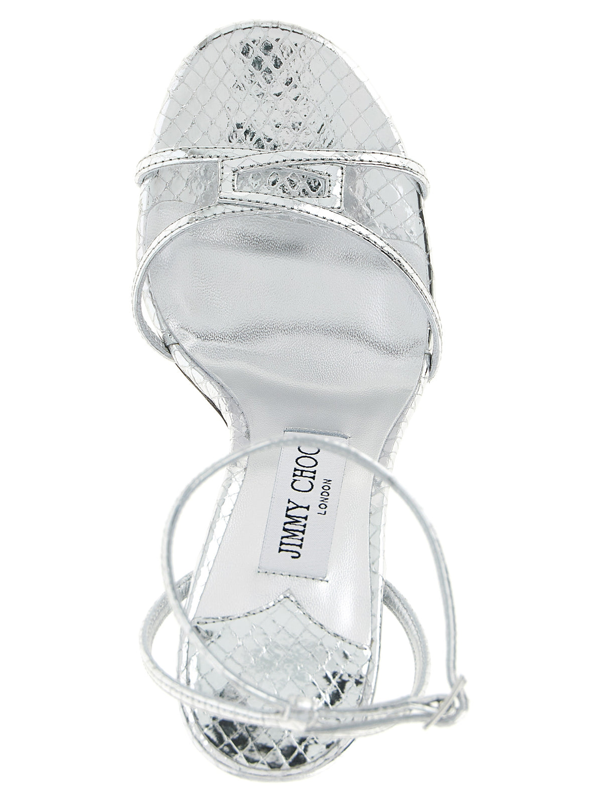 Sandales à talon aiguille Jimmy Choo en cuir argenté