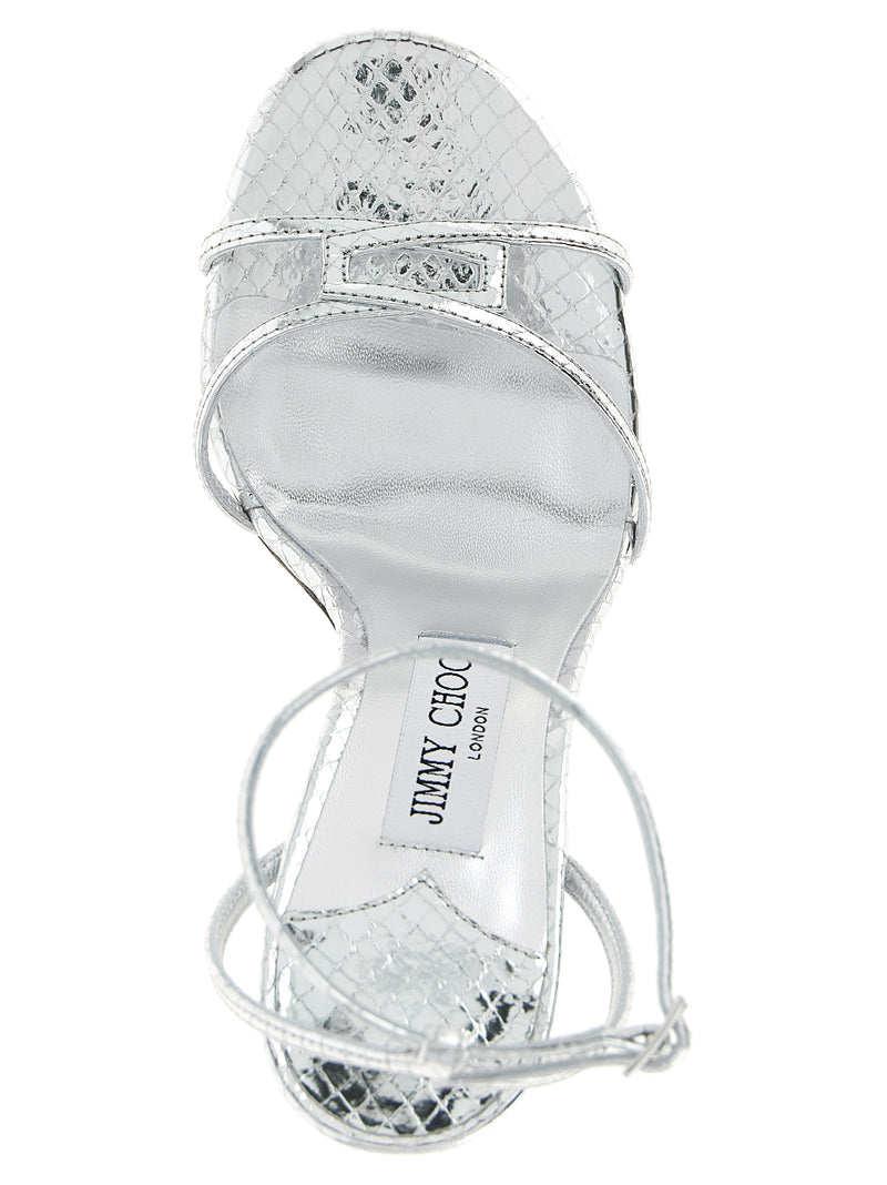 Sandales à talon aiguille Jimmy Choo en cuir argenté