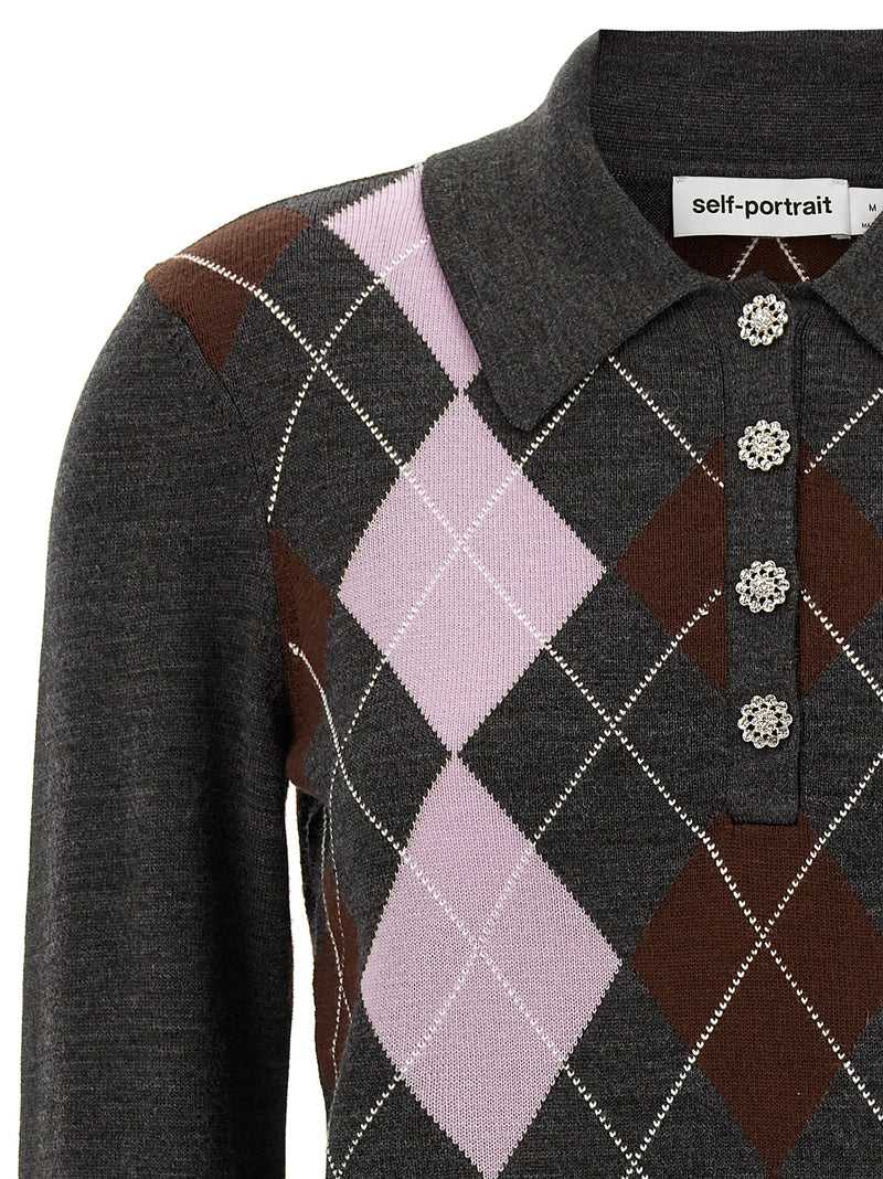 Self-Portrait Gray Wool Cardigan
