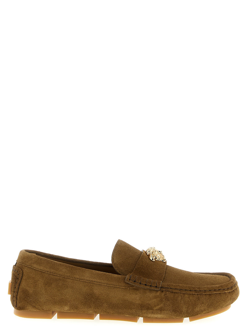 Versace Brown Calfskin Slip-On Loafers for Men