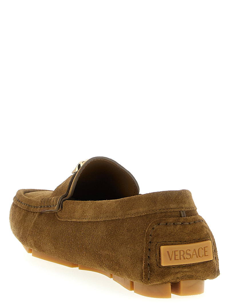 Versace Brown Calfskin Slip-On Loafers for Men