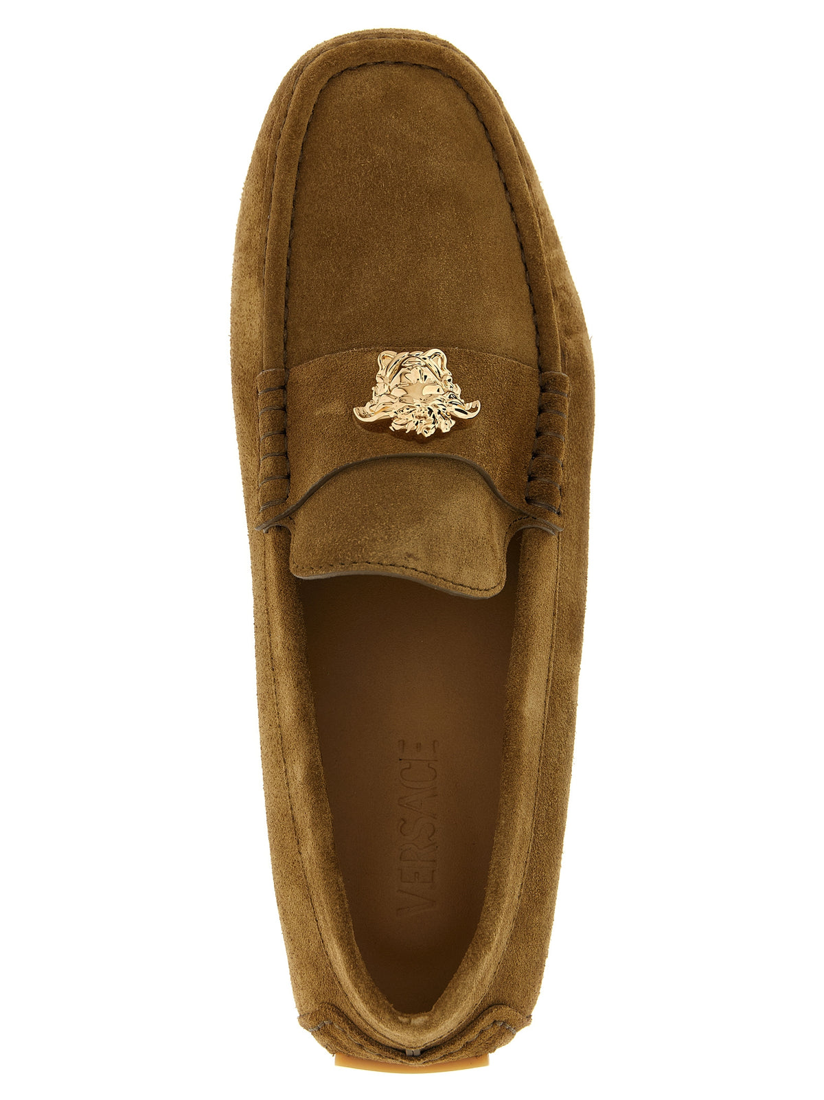 Versace Brown Calfskin Slip-On Loafers for Men