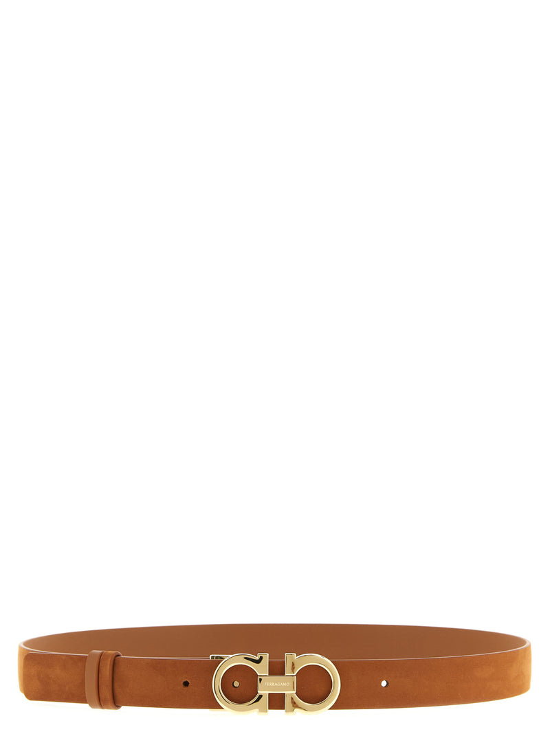 Ceinture Ferragamo marron en cuir de veau, coupe classique