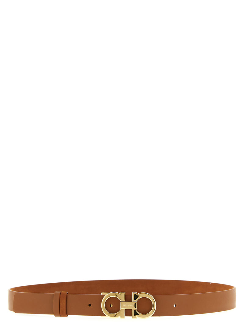 Ceinture Ferragamo marron en cuir de veau, coupe classique