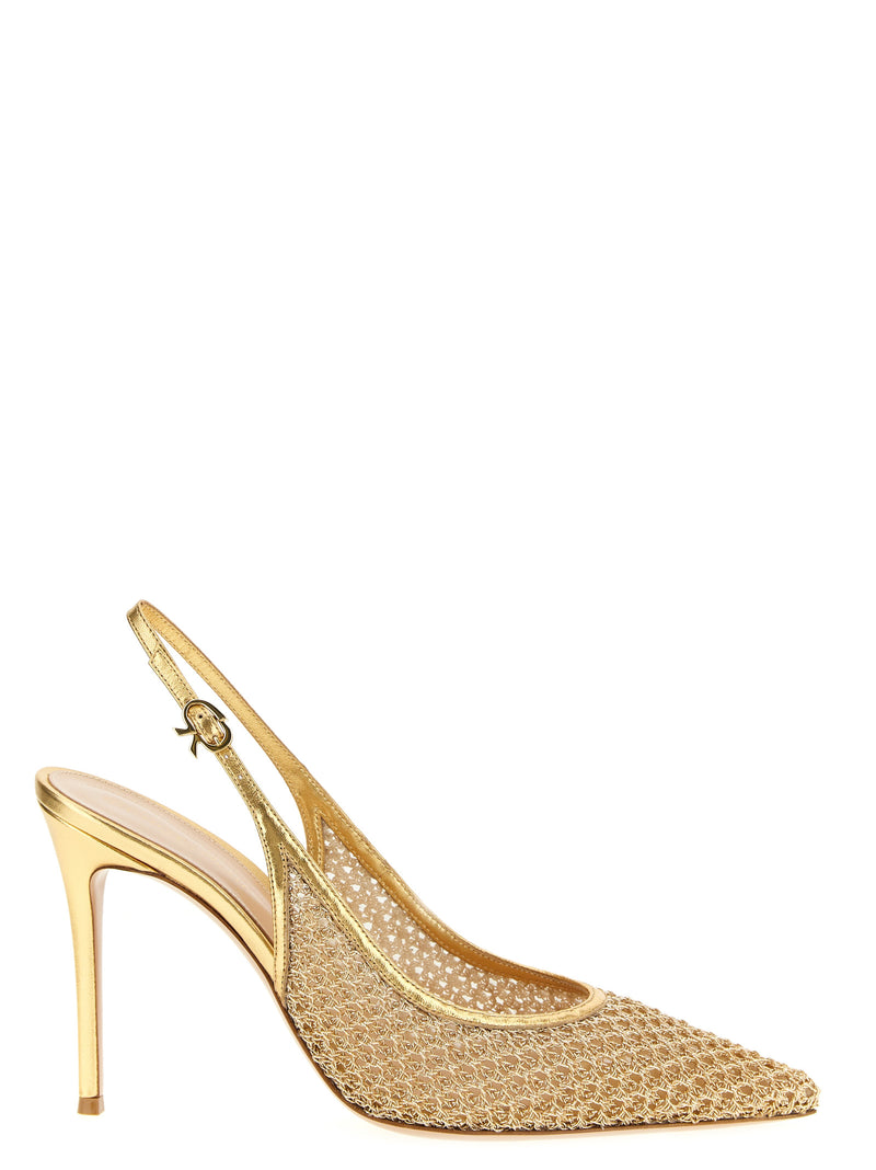 Escarpins Gianvito Rossi en tissu doré à talons hauts