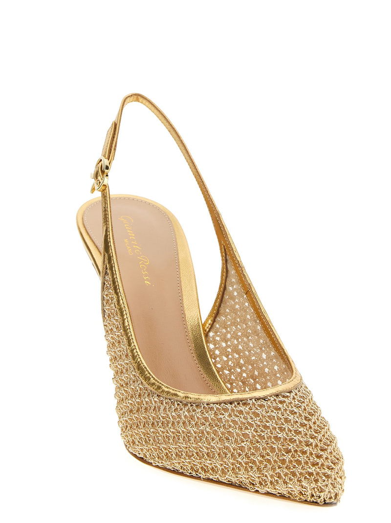 Escarpins Gianvito Rossi en tissu doré à talons hauts