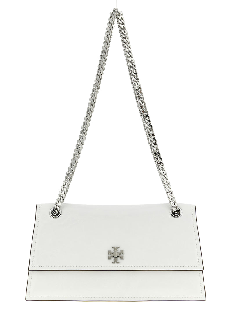Tory Burch Kira Turnlock White Lamb Leather Shoulder Bag