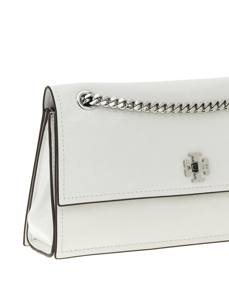 Tory Burch Kira Turnlock White Lamb Leather Shoulder Bag
