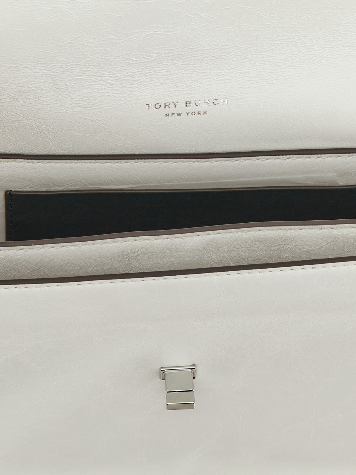 Tory Burch Kira Turnlock White Lamb Leather Shoulder Bag