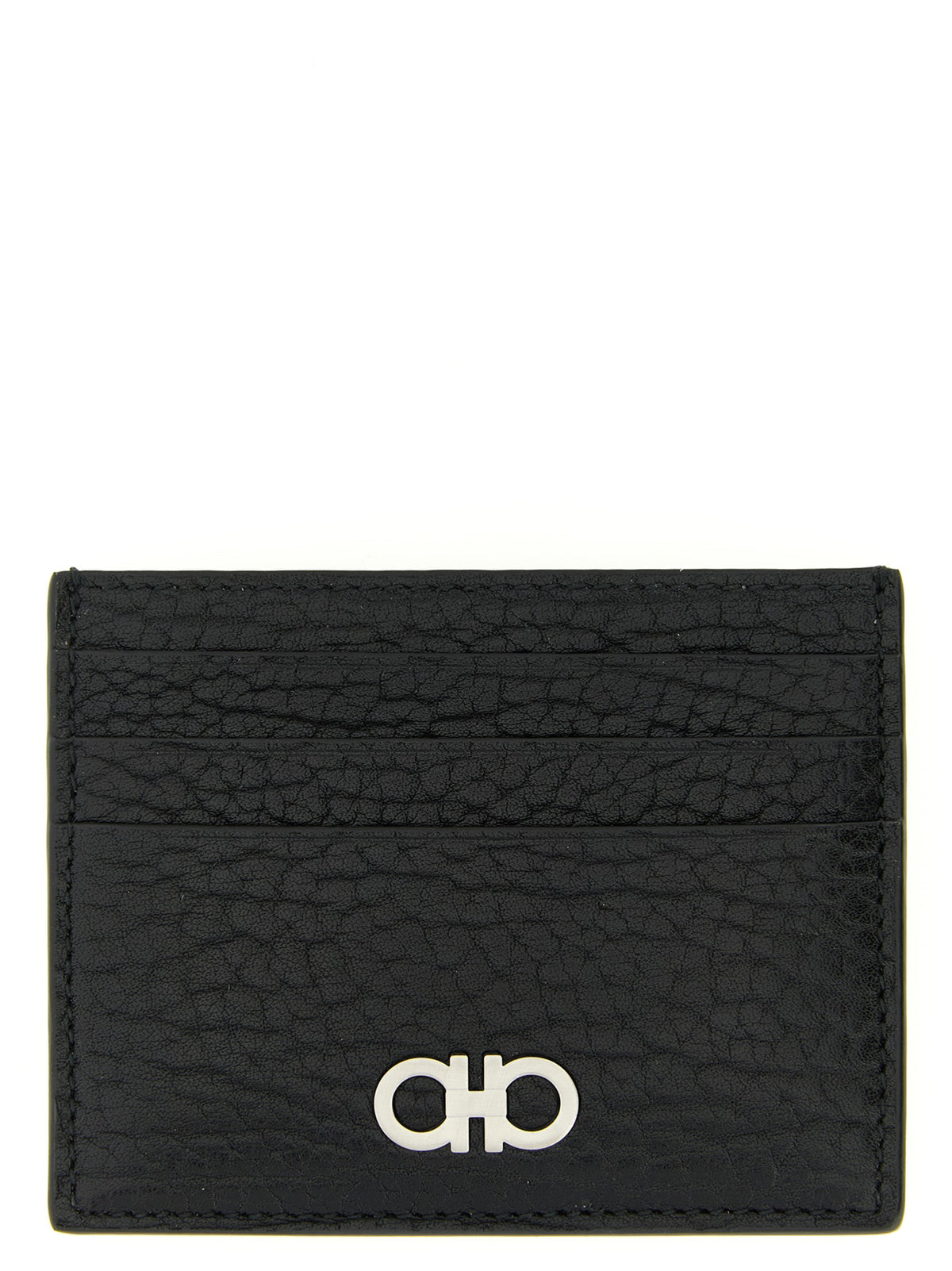 Ferragamo Black Calfskin Gancini Cardholder for Men
