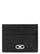 Ferragamo Black Calfskin Gancini Cardholder for Men
