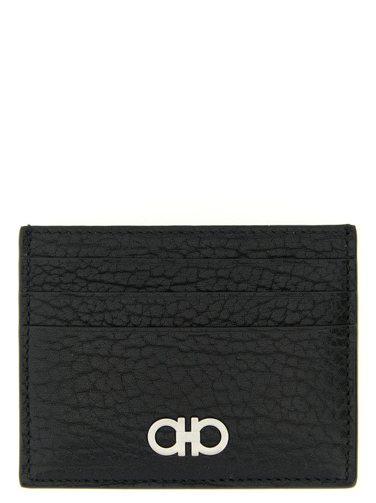 Ferragamo Black Calfskin Gancini Cardholder