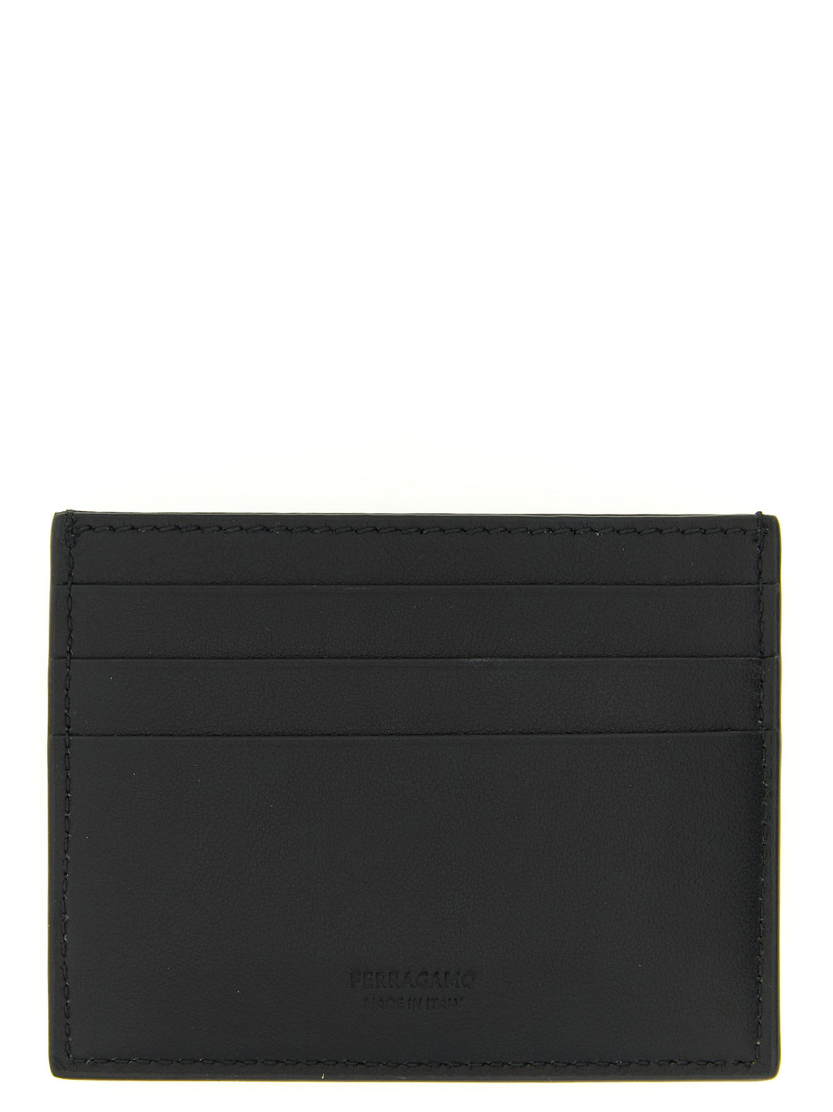 Ferragamo Black Calfskin Gancini Cardholder for Men