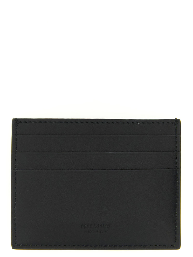 Ferragamo Black Calfskin Gancini Cardholder for Men