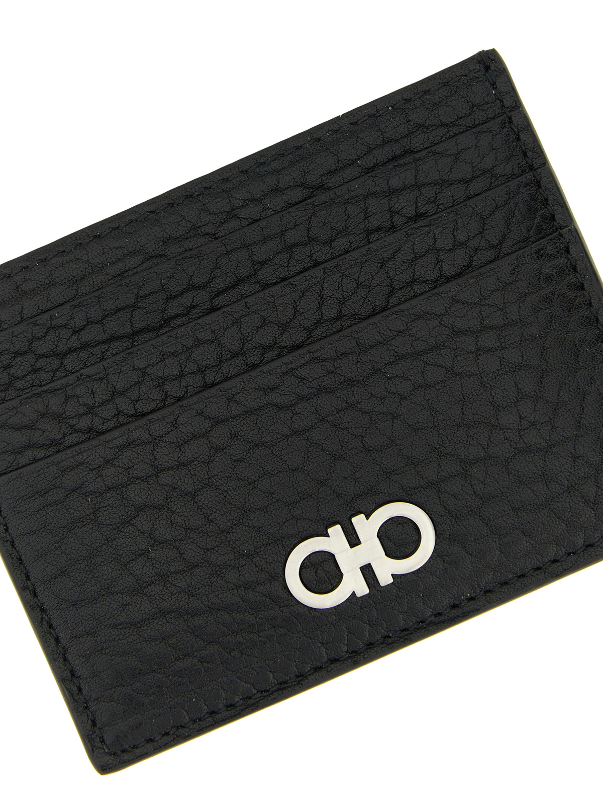 Ferragamo Black Calfskin Gancini Cardholder for Men