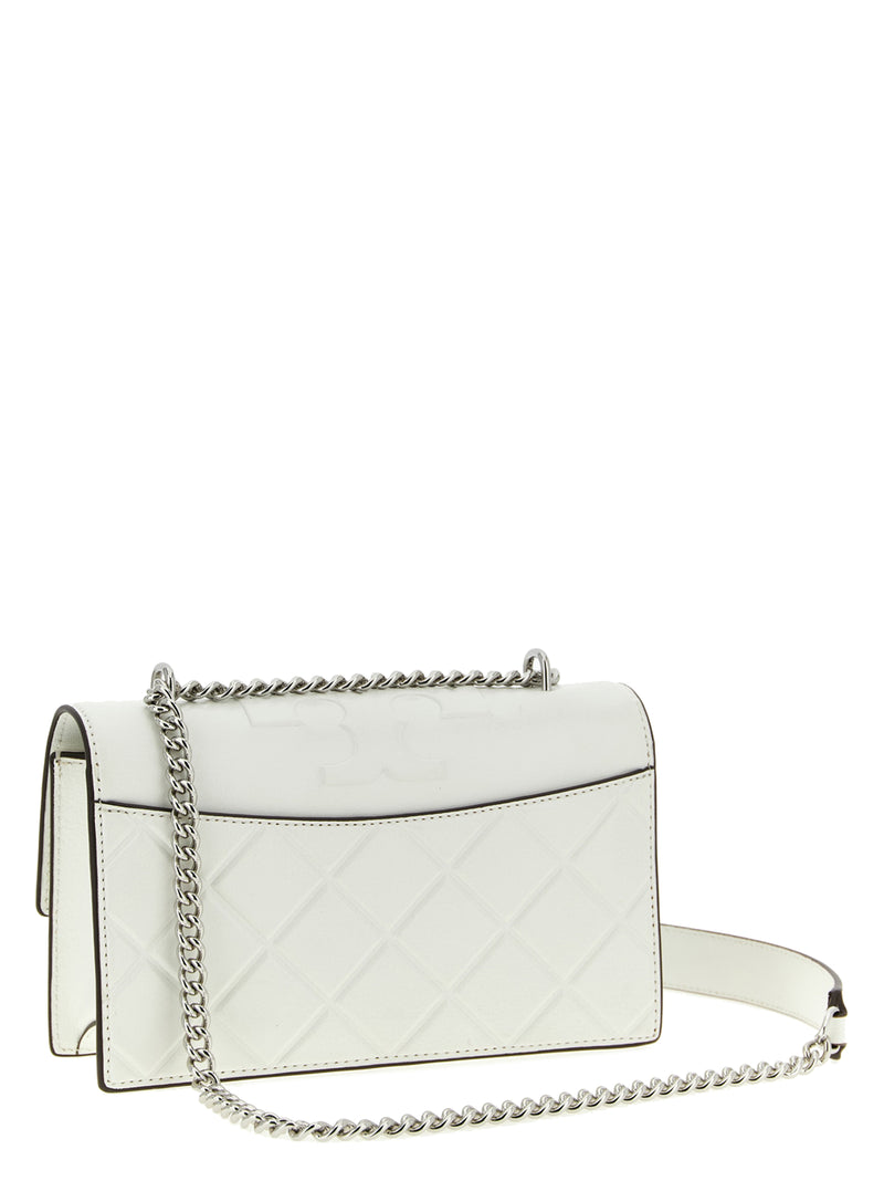 Tory Burch Fleming Small White Goatskin Crossbody Bag