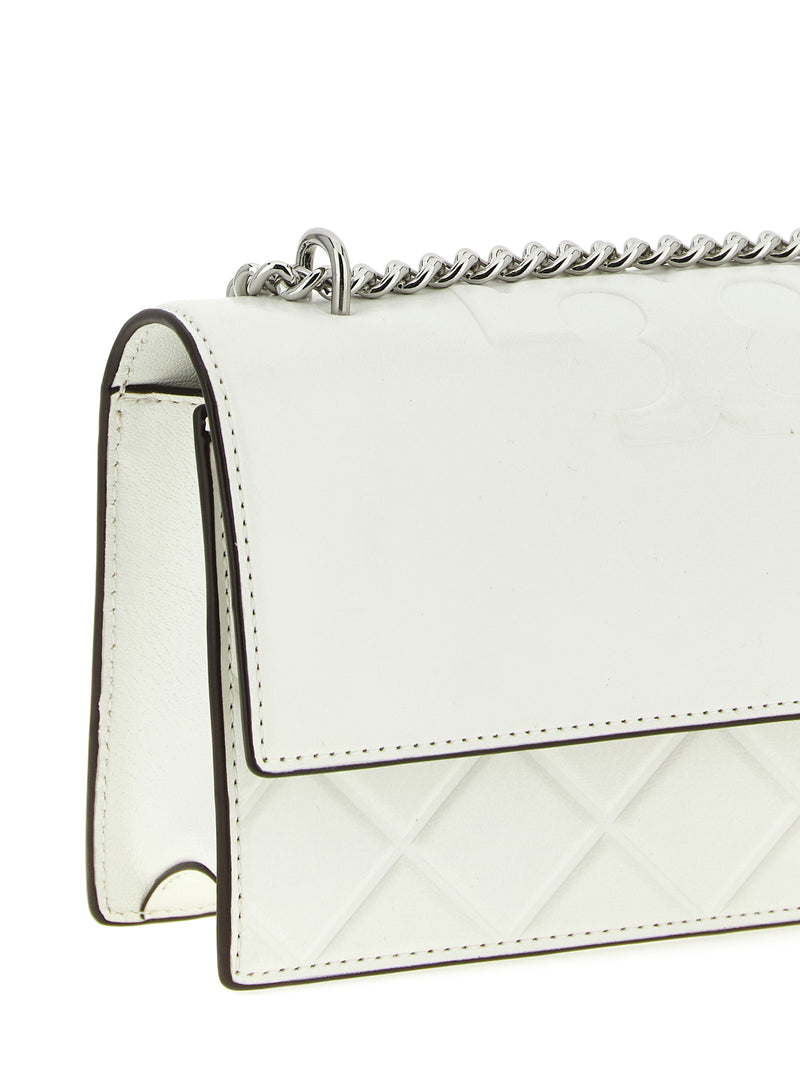 Tory Burch Fleming Small White Goatskin Crossbody Bag
