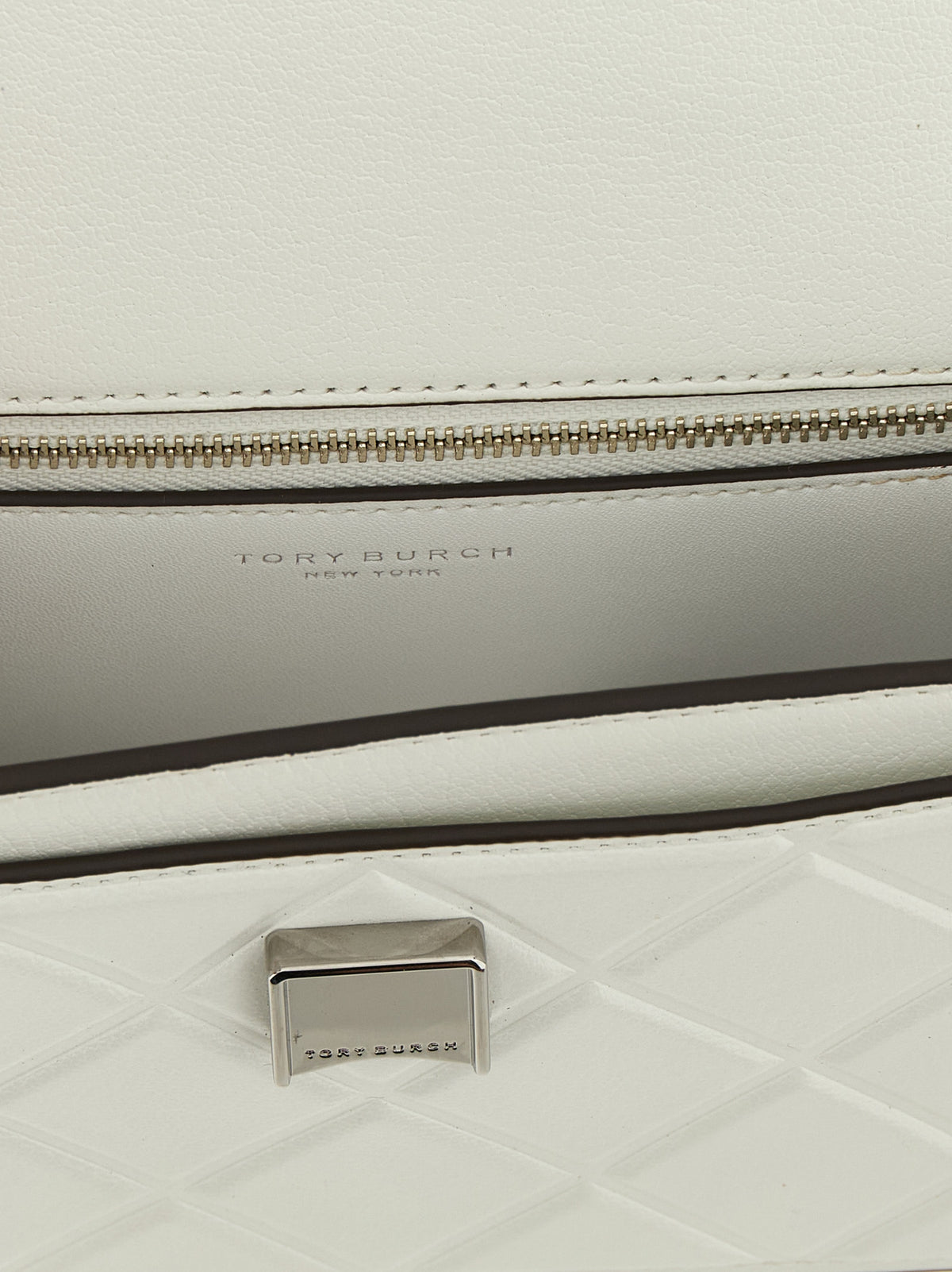 Tory Burch Fleming Small White Goatskin Crossbody Bag