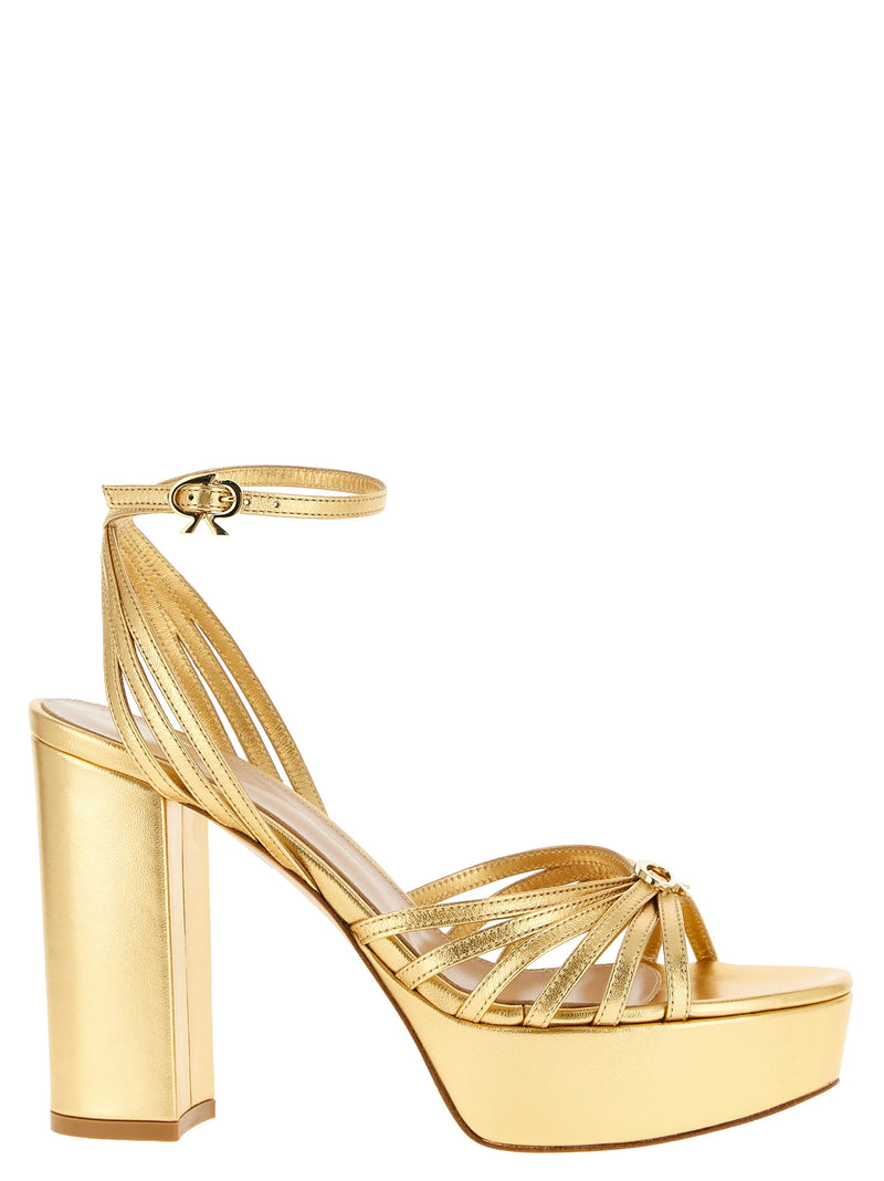 Sandales à talons aiguilles Gianvito Rossi en cuir d'agneau doré