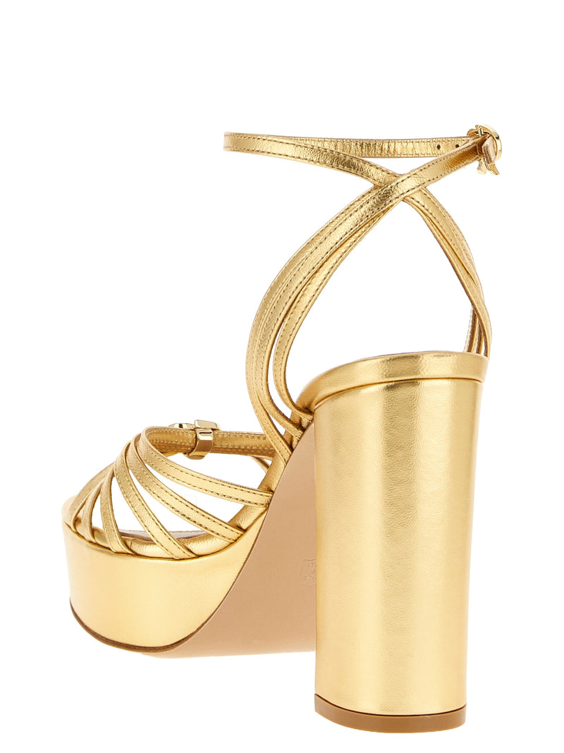 Sandales à talons aiguilles Gianvito Rossi en cuir d'agneau doré
