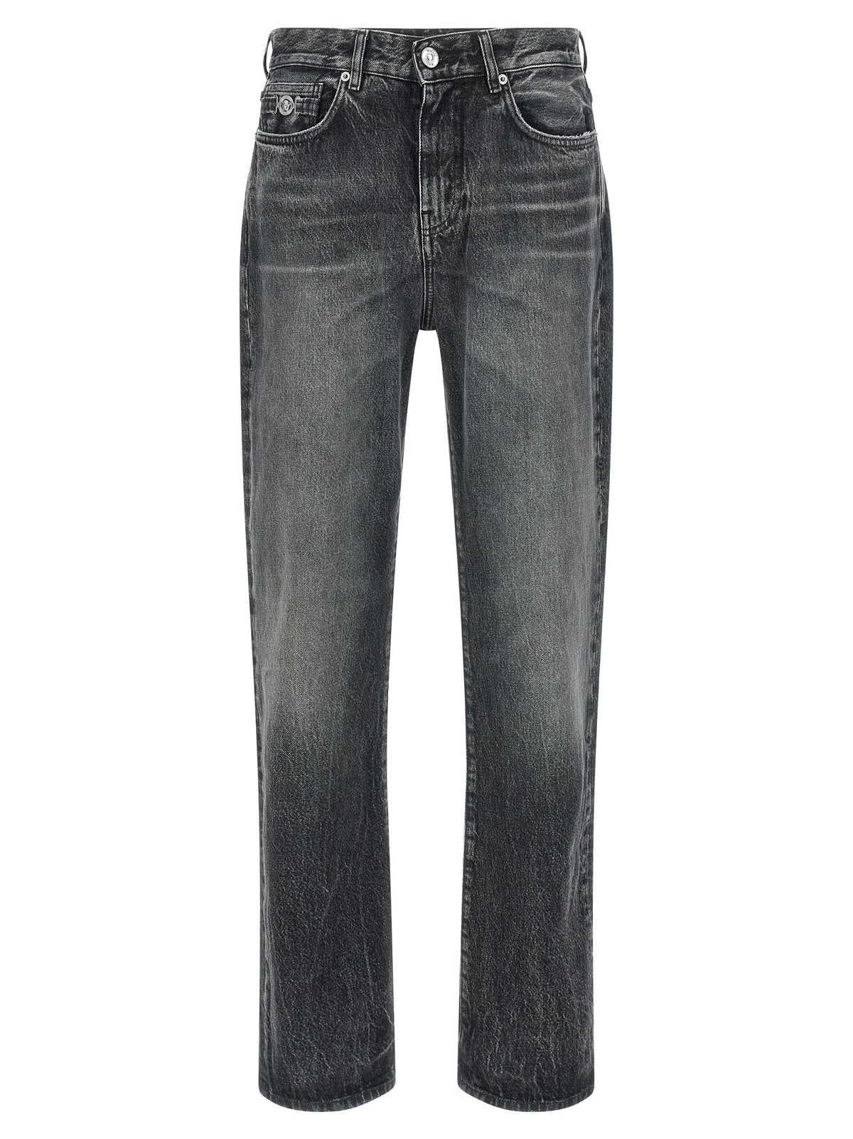 Jean droit en coton gris Versace