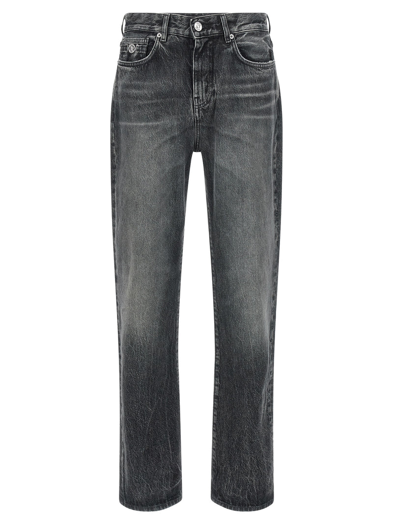 Jean droit en coton gris Versace