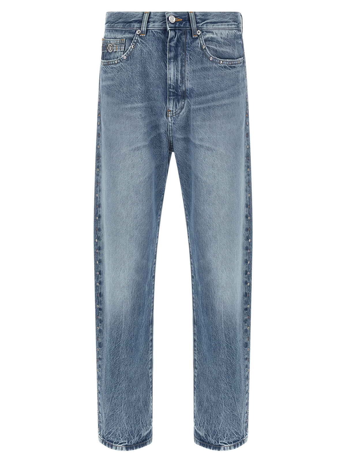 Jean droit bleu en coton Versace