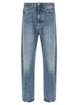 Jean droit bleu en coton Versace