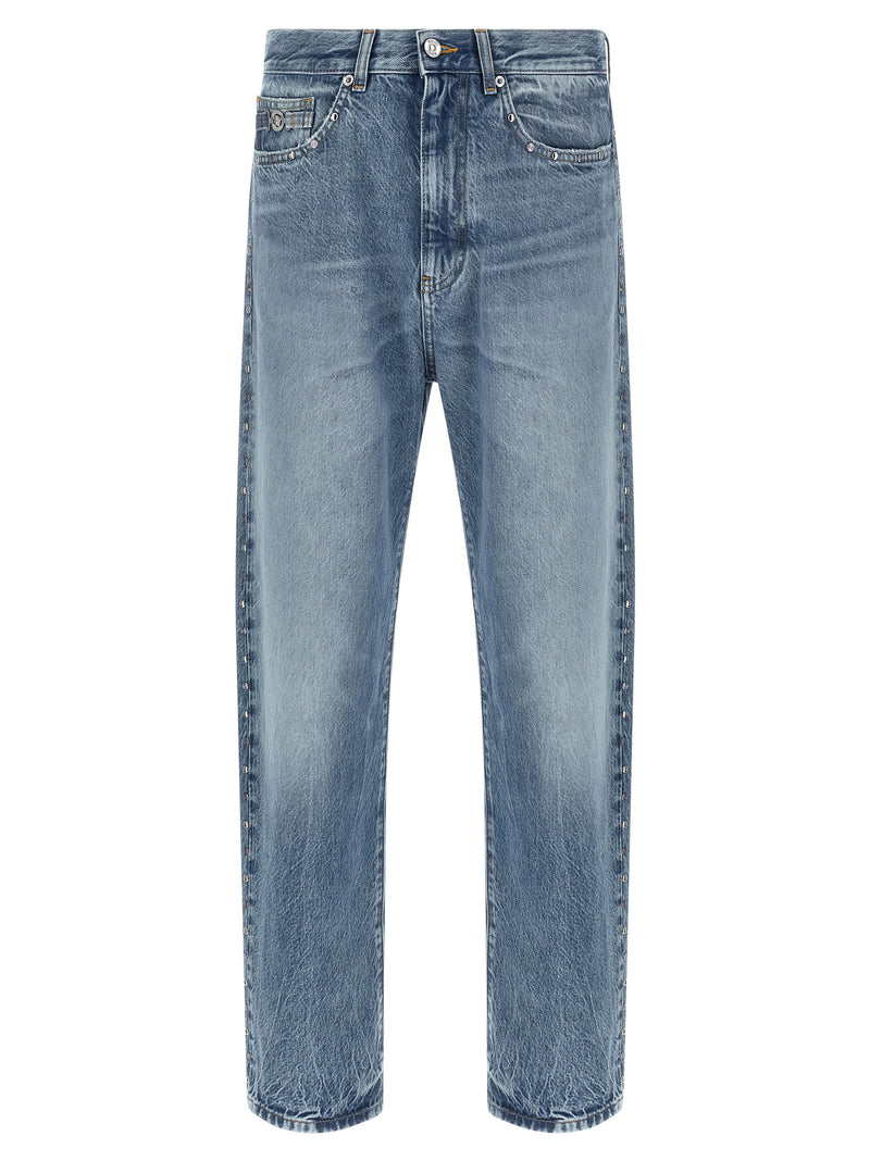 Jean droit bleu en coton Versace