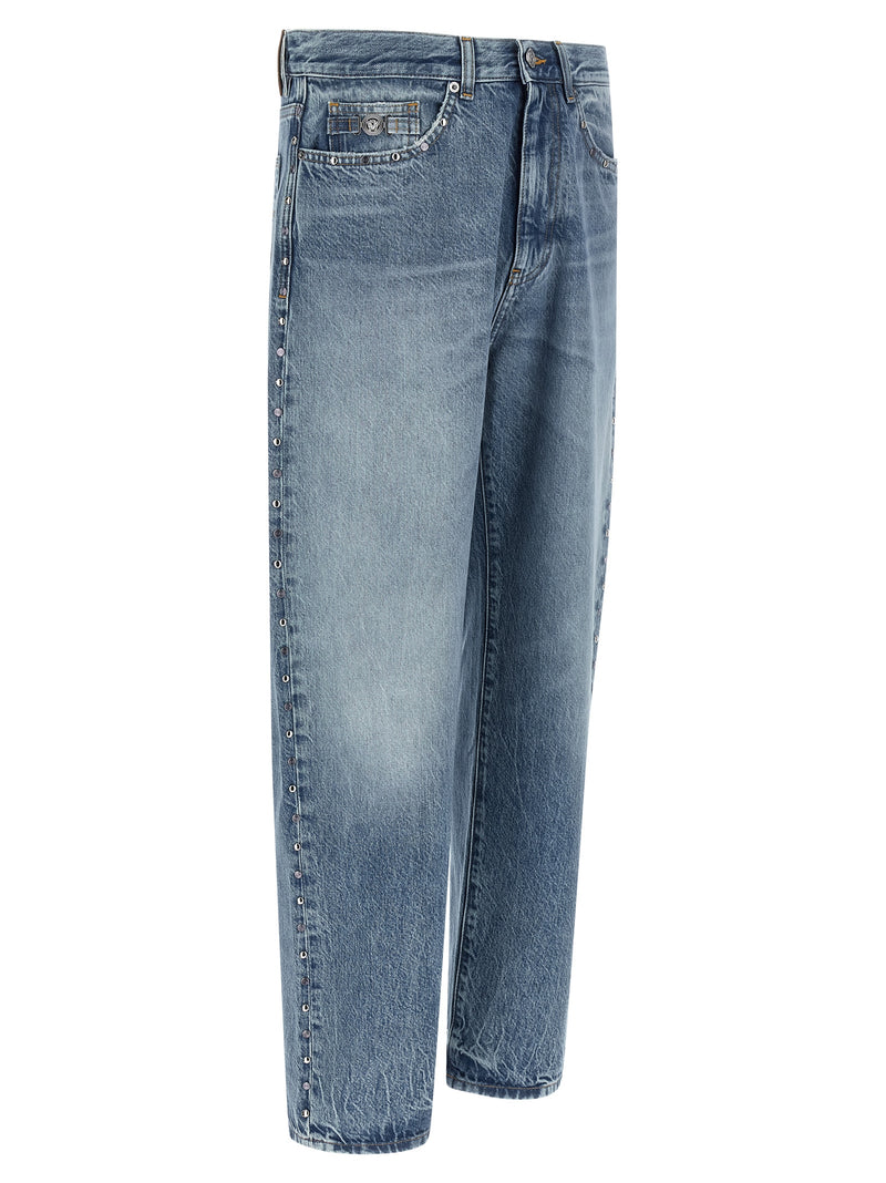 Jean droit bleu en coton Versace