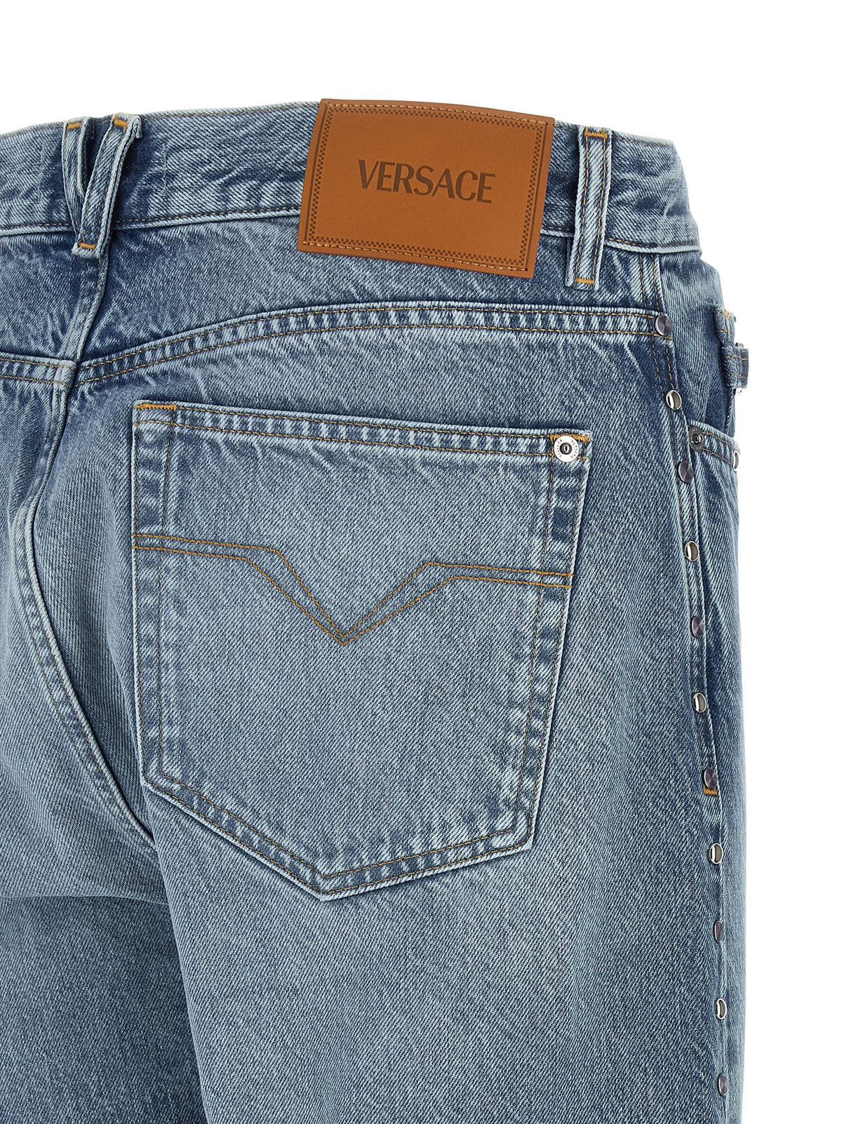 Jean droit bleu en coton Versace