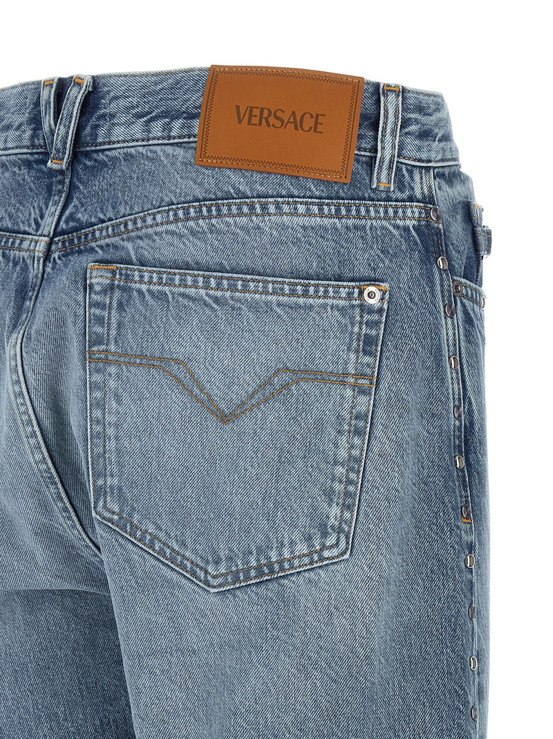 Jean droit bleu en coton Versace