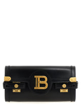 Pochette Balmain en cuir de veau noir