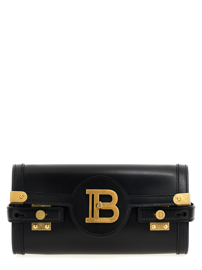 Pochette Balmain en cuir de veau noir