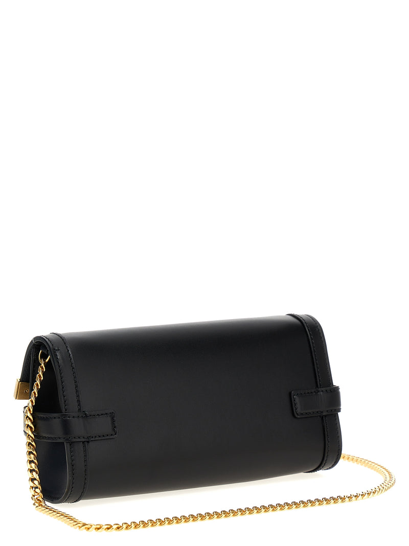 Pochette Balmain en cuir de veau noir