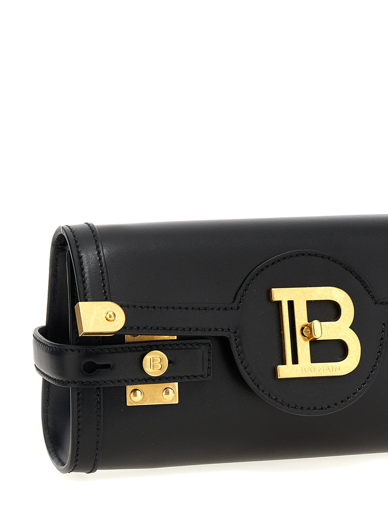 Pochette Balmain en cuir de veau noir