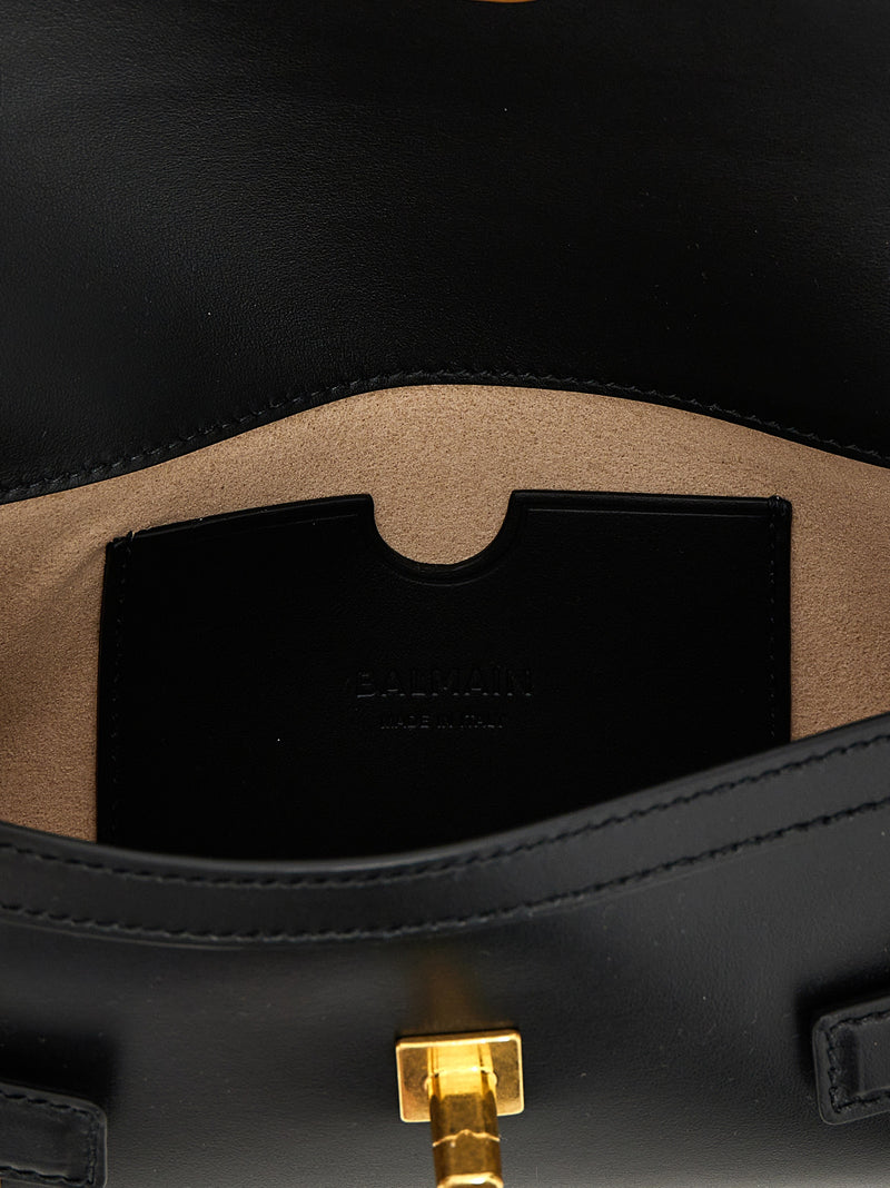 Pochette Balmain en cuir de veau noir
